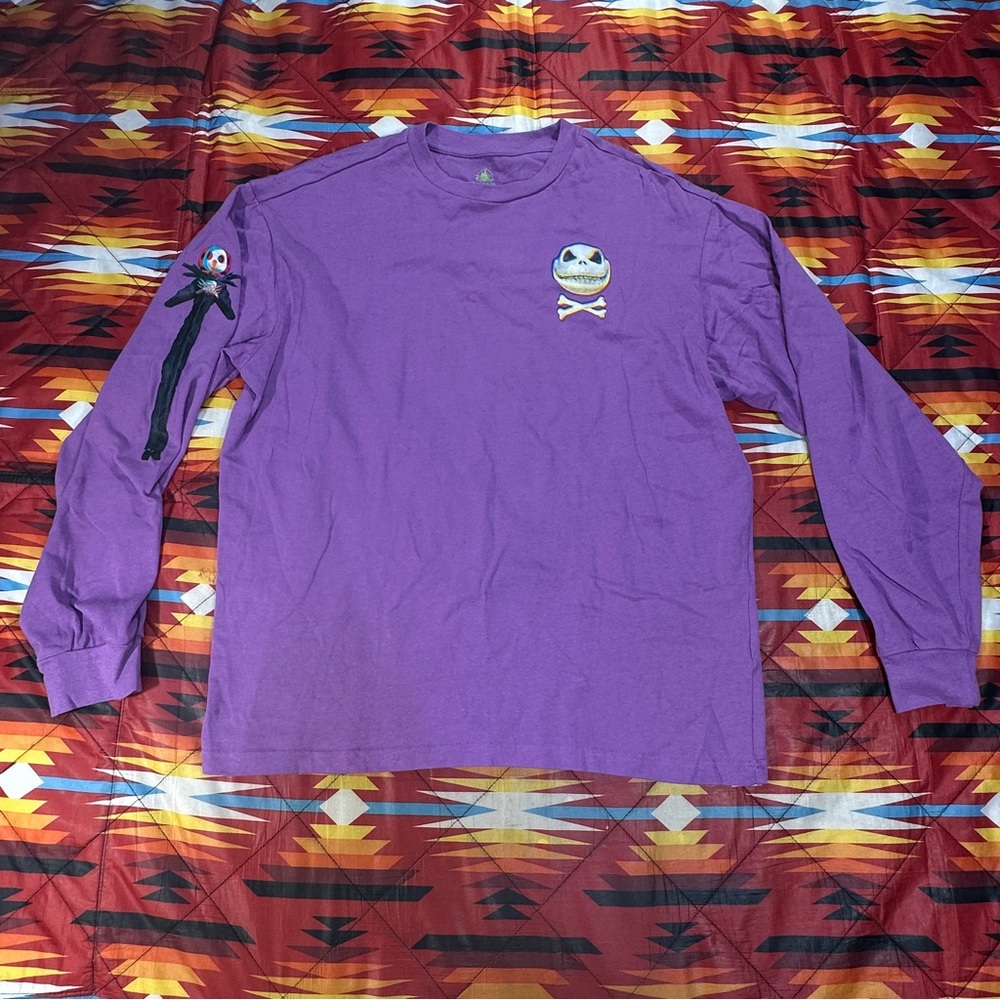 Disney Jack Skellington Holographic Effect Purple Long Sleeve Shirt Adult Large - Picture 3 of 10